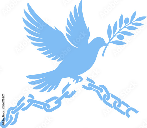 Dove of peace over war extending olive branch