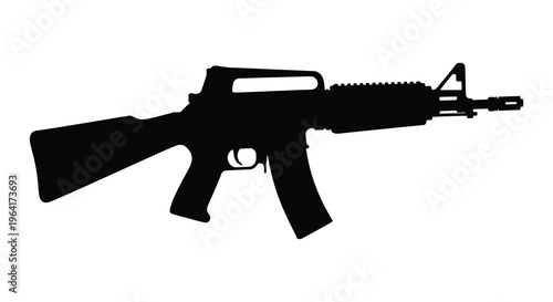 Black ar 15 style rifle isolated on a white background silhouette