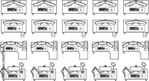 A meticulous illustration presents an array of advanced technological devices, meticulously rendered.
