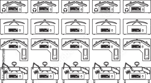 A collection of professional audio equipment, meticulously arranged, representing cutting-edge sound technology. 
