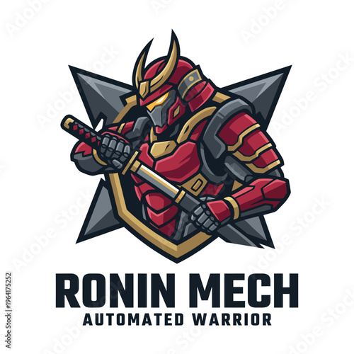 This fierce illustration showcases a robotic samurai in battle armor wielding a katana, representing strength and innovation in technology and futuristic concepts.