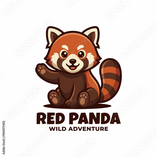 This adorable image features a cartoon red panda character, playfully waving, with its vibrant colors and expressive features that bring joy and charm to any design or project.