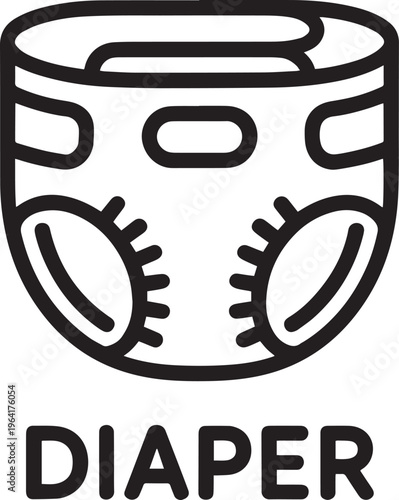 Simple Line Art Icon of a Diaper for Babies