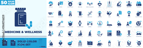 Medicine And Wellness Solid Color Editable Icons set