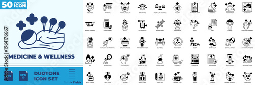 Medicine And Wellness Duotone Editable Icons set