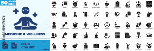 Medicine And Wellness Solid Editable Icons set