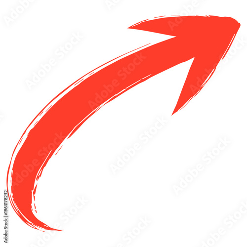 red arrow up line hand drawn on white background