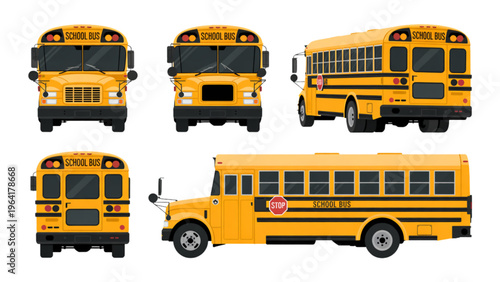 Foto A colorful lineup of school buses in various sizes and designs Vector