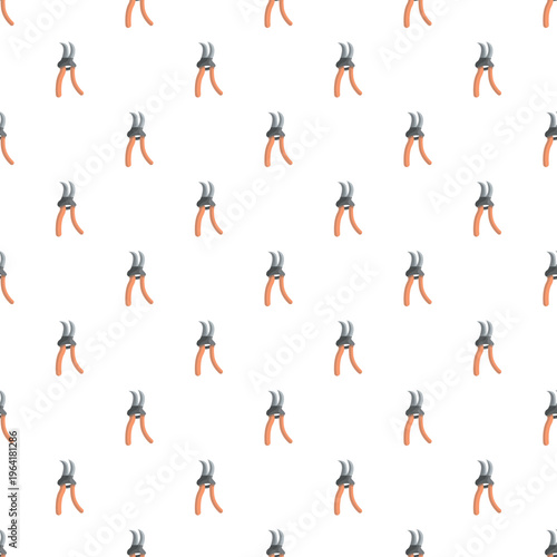 Pruning shears tool creating a repetitive seamless pattern for gardening and horticulture design