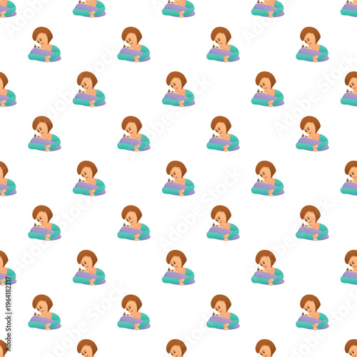 Mother breastfeeding baby in a repeating pattern representing motherhood and care