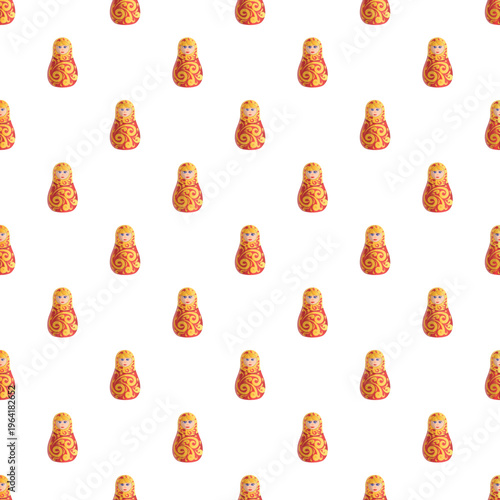 Repeated matryoshka doll design creating a vibrant cultural background