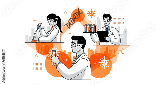 Scientists in a laboratory setting examine and analyze samples with precision and care.
