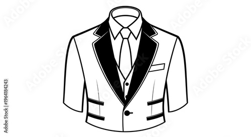 Formal Tuxedo Jacket with Tie and Lapel - A Classic Style for Special Occasions