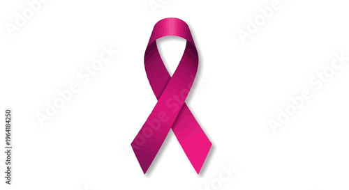 Bright pink ribbon gracefully displayed, symbolizing a universal message of health awareness, hope, and unwavering support for important causes on a pristine white background
