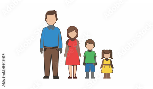Family member group vector illustration father mother son daughter standing together isolated on white