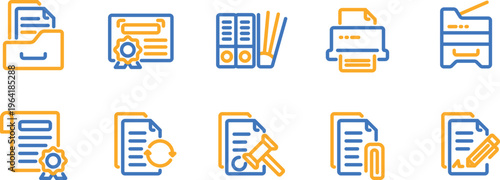 Creative collection of colorful document and file management icons
