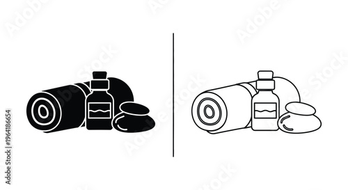 Yoga mat towel and accessories comparison Vector