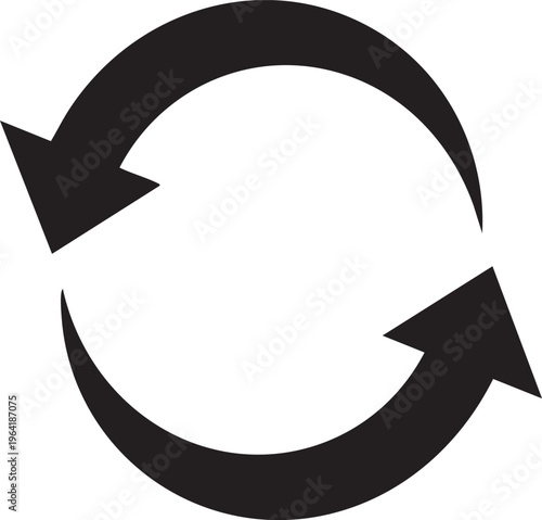 Black circular arrows on white background recycle