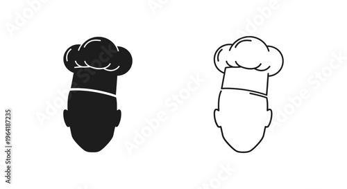 Chef hats black and white illustrations Vector