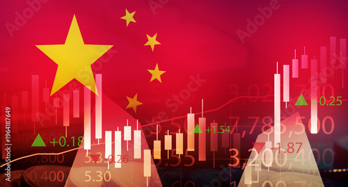 china financial graph , business investment statistics chart , economy inflation crisis