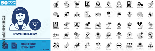 Psychology Duotone Editable Icons set