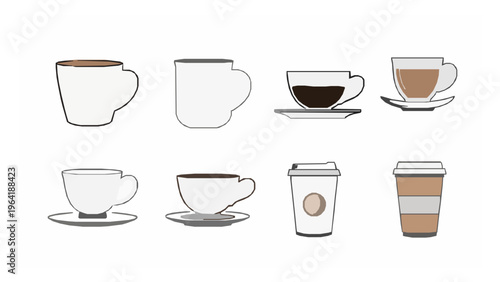 Tea and Coffee Cup Set Icon Logo Isolated on White Background