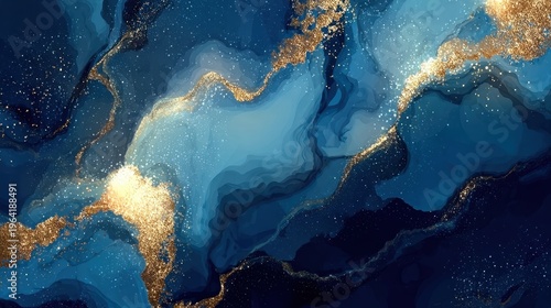 Blue marble texture background with a luxurious feel, smooth and polished, with elegant veining, ideal for use in product packaging, invitation cards, or corporate presentations.