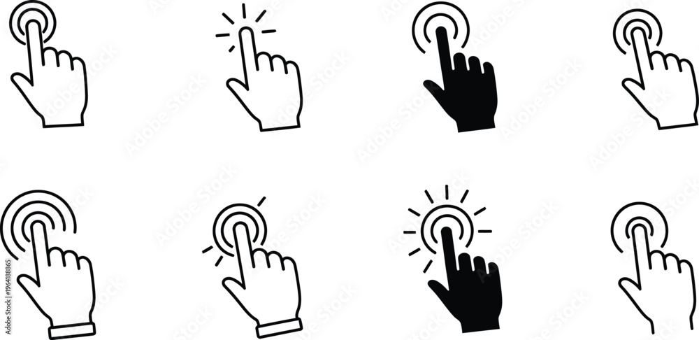 Fototapeta premium Hand Clicking Button Icons