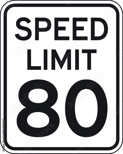 Road sign indicating speed limit eighty miles per hour