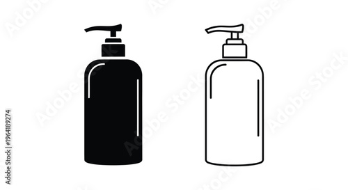 Black and white soap dispenser bottles Vector