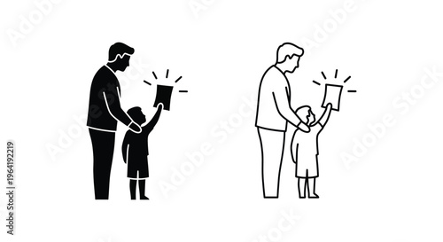 Father and son technology learning together Vector