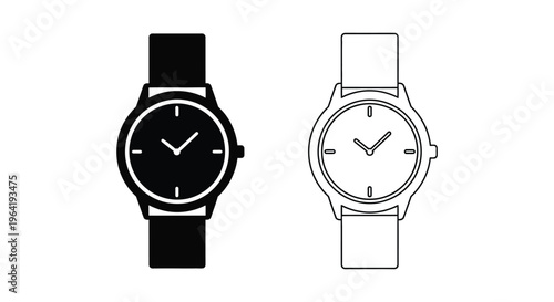 Watches in black and white illustrations Vector