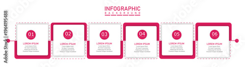 Schilderij op canvas Business infographic with 6 rectangular steps information templates | Marketing