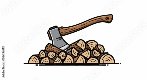 Axe cutting firewood