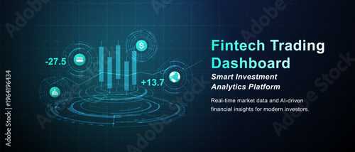 Futuristic Fintech Trading Dashboard HUD Technology Background