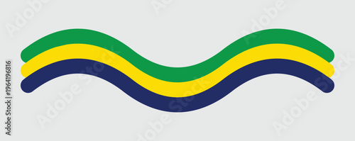 Photos Gabon Flag Ribbon Vector Illustration with Wavy Green Yellow and Blue National C