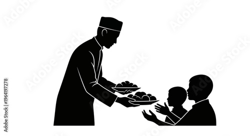 charity, food donation, helping hands, silhouettes isolated on White Background Silhouette