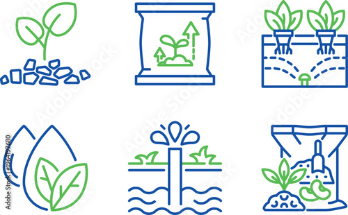 Illustrations depicting various hydroponic and aquaponic growing methods
