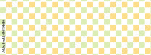 Childish checkered pattern on yellow and green. Fresh spring background. Cute baby seamless print. Pastel color. vector