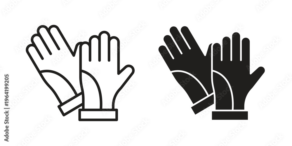 Obraz premium Gloves icon clipart symbol isolated on white background. Flat and stroke designs.