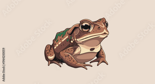 Pixelated amphibian with brown speckled skin and green accents