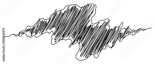 Chaotic scribbled mass with rough jagged edges in expressive sketch style