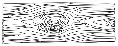 Wood grain texture showing natural timber pattern and knot in line art style