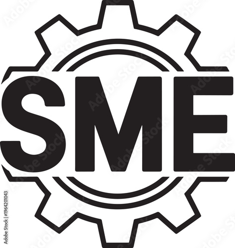 Modern circular emblem for small and medium enterprises with bold SME letters