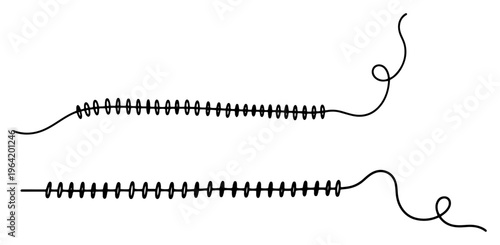 Suture stitch lines with thread loops and minimalist medical divider style