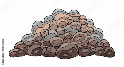 Abstract pile of rounded stones in earth tones and grays