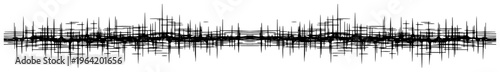 Minimalist horizontal sound wave line with sharp spikes in technical style