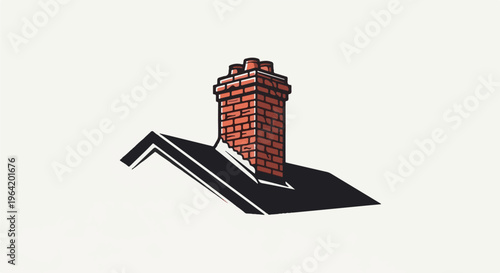 Stylized illustration of a brick chimney on a dark roof (1)