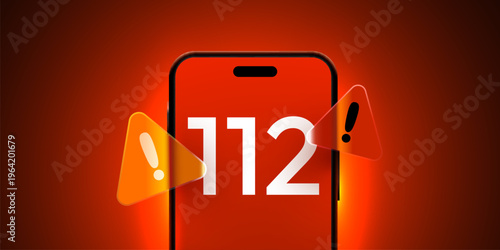 Urgent emergency call 112 concept on a smartphone screen.