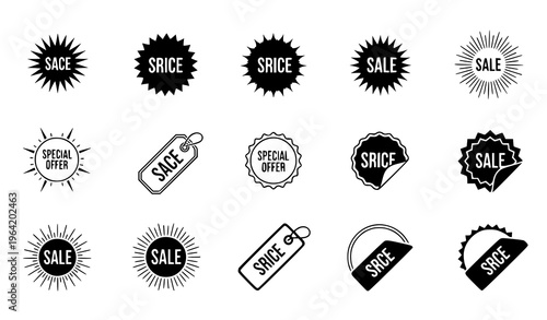 Sale and Discount Sticker Vector Set Starburst Price Tags Promotional Labels Isolated